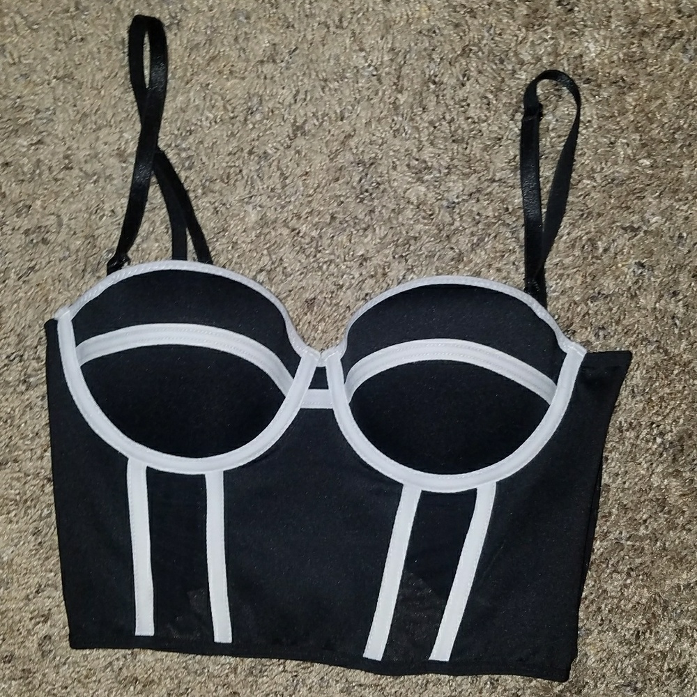 Bebe black and White Corset Top